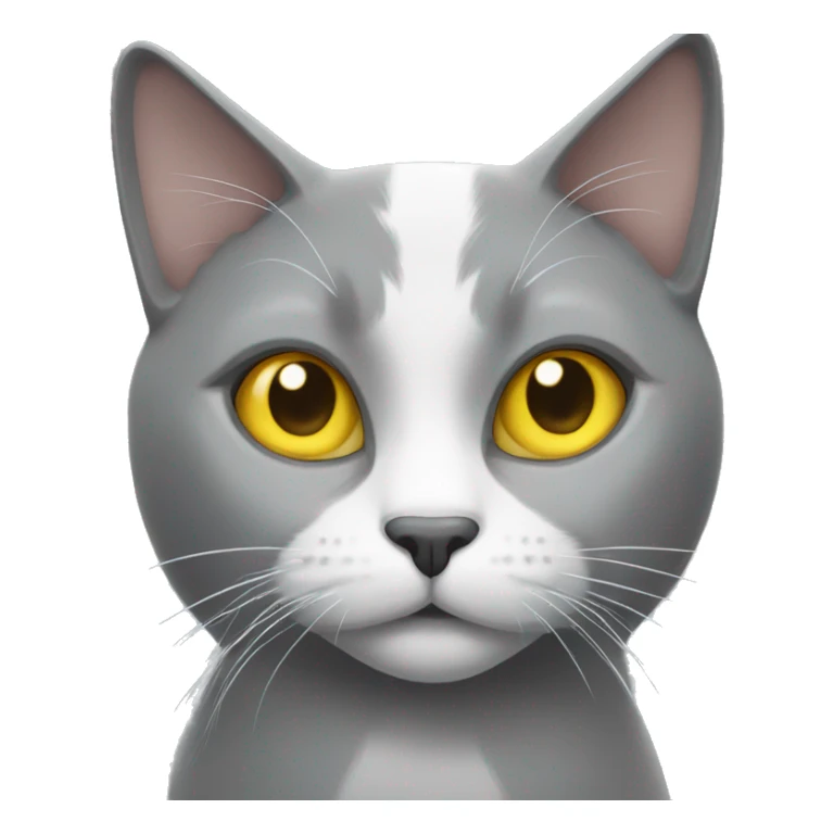 Grey and white cat with yellow eyes sticker