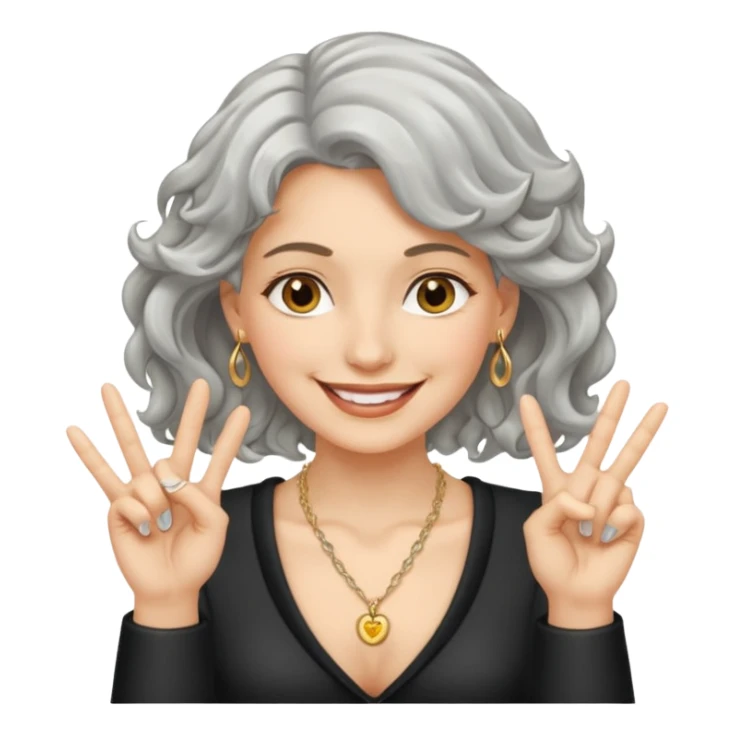 silver, wavy- haired, smiling pretty lady, index and middle fingers crossed sticker