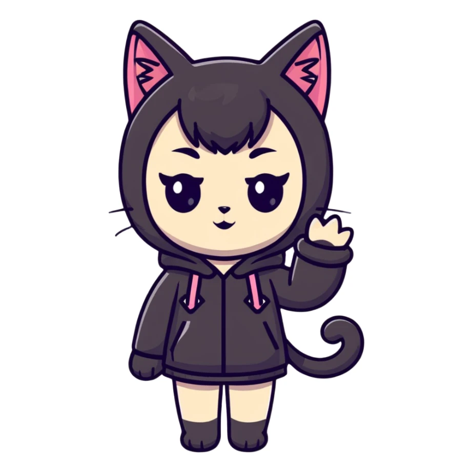 catgirl with big eyes and cat ears, anime inspired sticker
