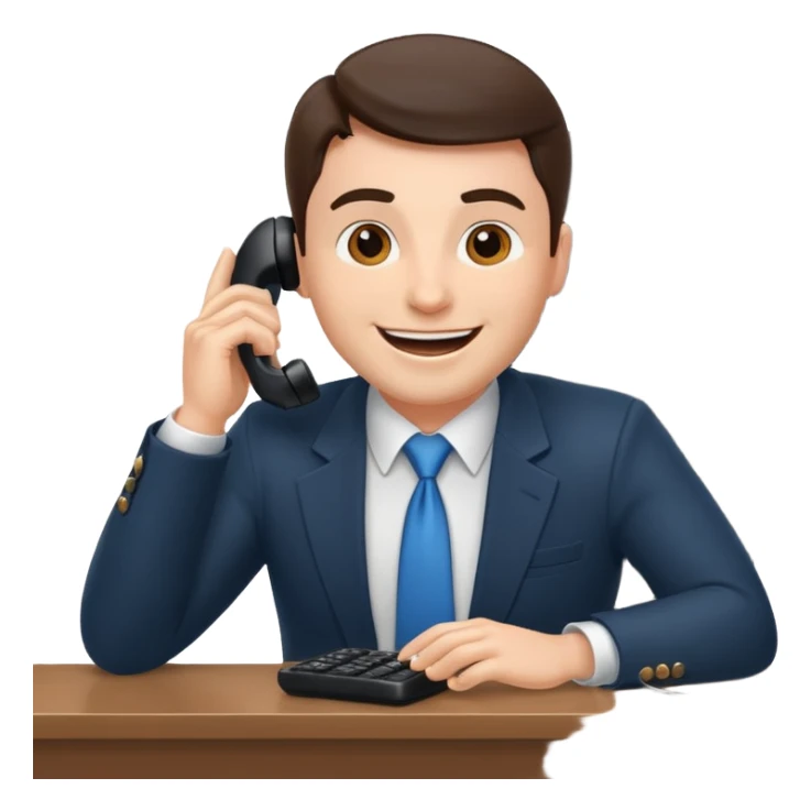 excited office boss on phone at his desk sticker