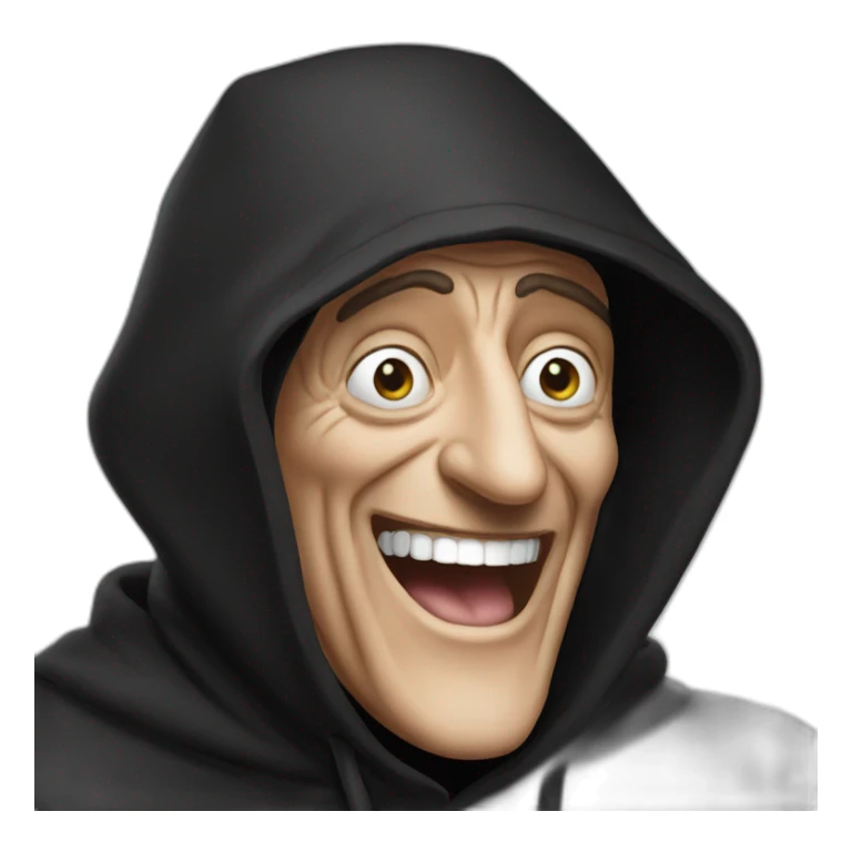 marty feldman with black hood laughing sticker