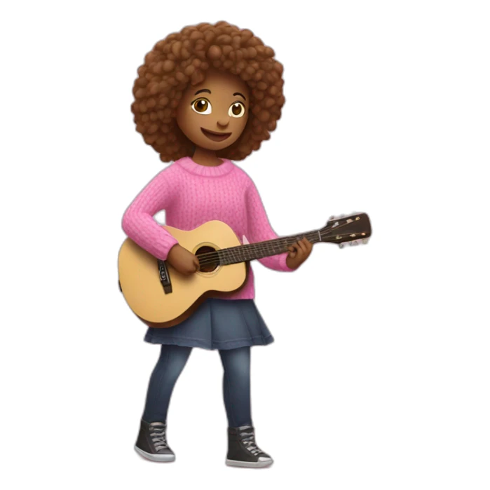 girl playing guitar in pink sweater sticker