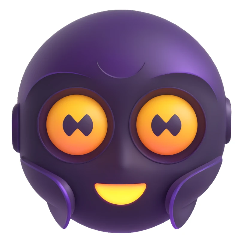 futuristic emoji with sinister look, holographic elements, 3D shading sticker
