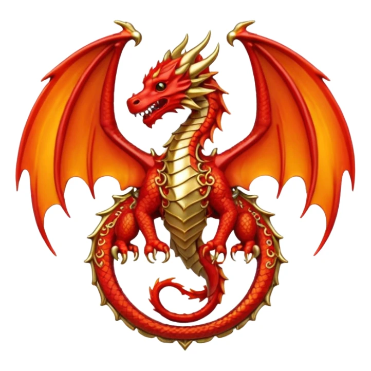 Simple fiery royal Dragon crest/brosch sticker