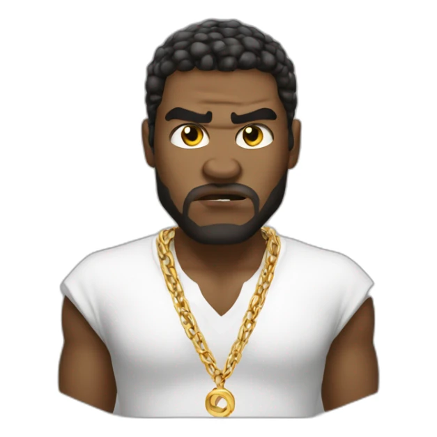 white male angry thug wearing gold chain sticker