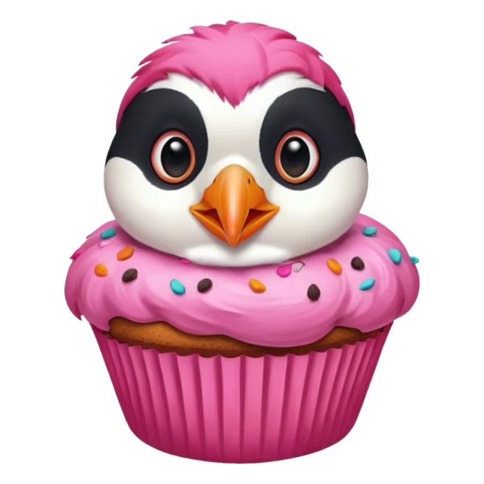 pink puffin that is pink, eating a muffin that is pink sticker