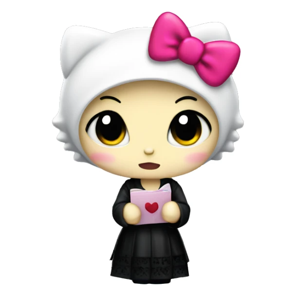 A Gothic hello Kitty holding the letter J in her hands sticker