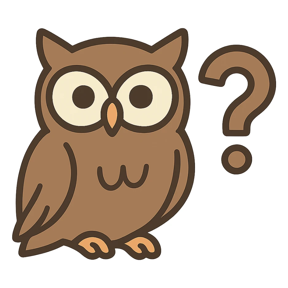 flat toon style symbol for philosophy, such as an owl or question mark sticker