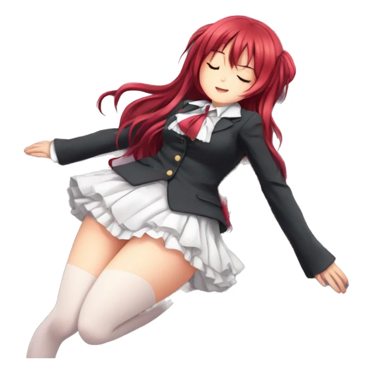 full body short skirt tights sleeping Rias Gremory anime style art sticker