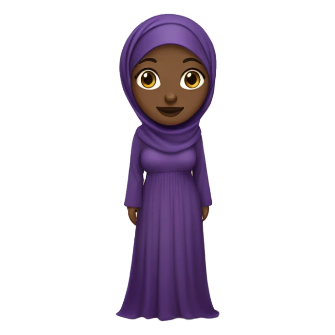 Photorealistic chubby African hijabi standing in beautiful purple abaya sticker
