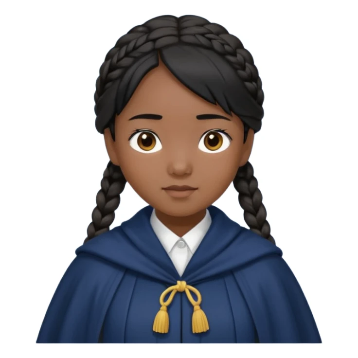 braid black hair, asian girl, navy cloak sticker