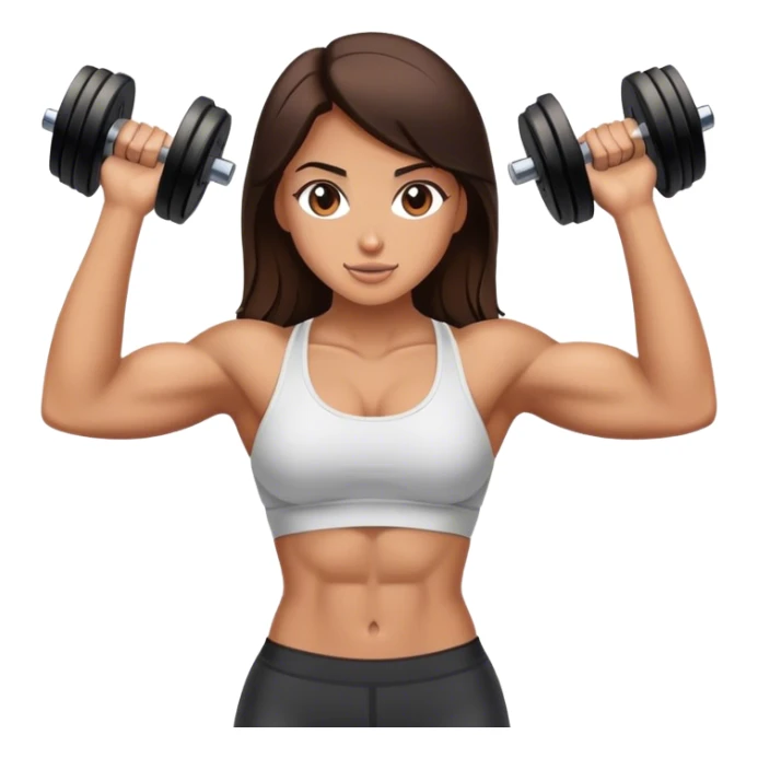 brunette girl with abs lifting weights sticker