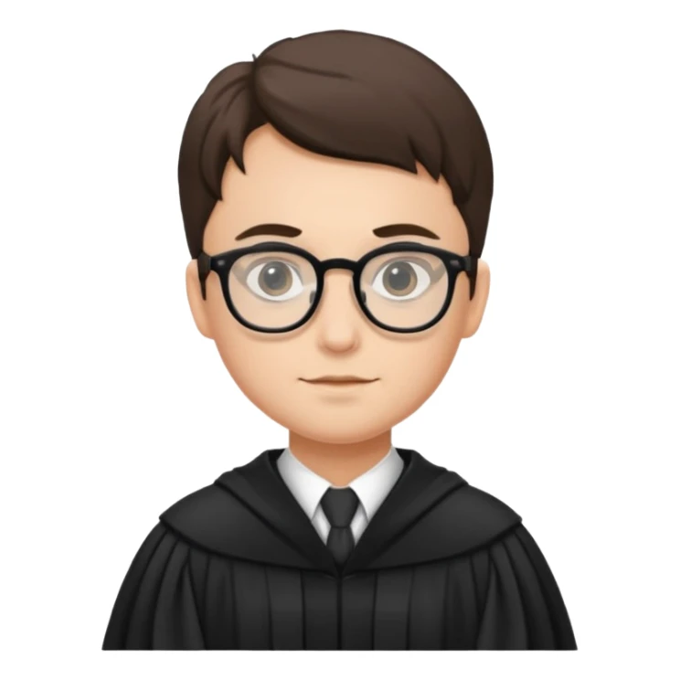 Young judge with glasses and robe sticker