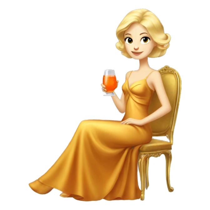 beautiful blond princess in a golden dress drinking aperol sticker