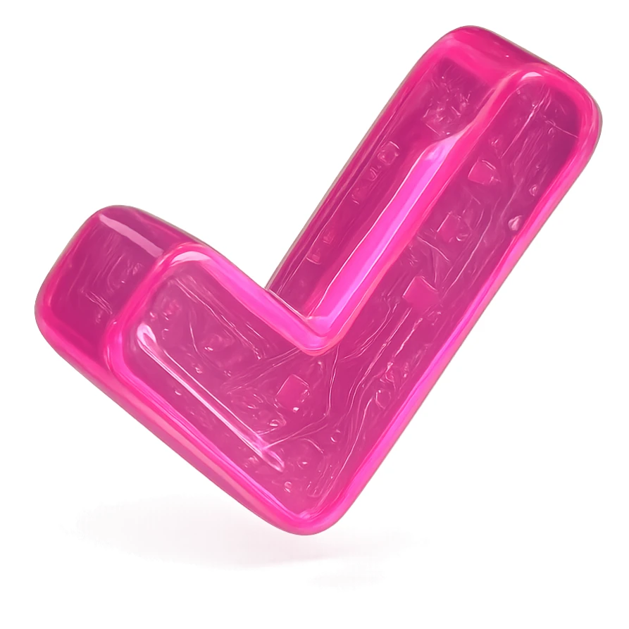A glowing neon pink cyberpunk style checkmark icon with a cybernetic pattern, futuristic design sticker