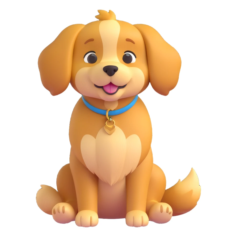 A cute cartoon dog, golden fur, friendly expression, sitting. sticker