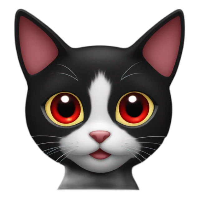 Create a black cat she has eyes red eyes that a in a shape of an Heart  sticker