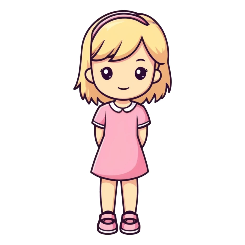 Blonde girl with pink dresse full body  sticker