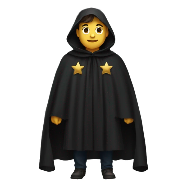 black cloak, many stars on cloak, clothing sticker
