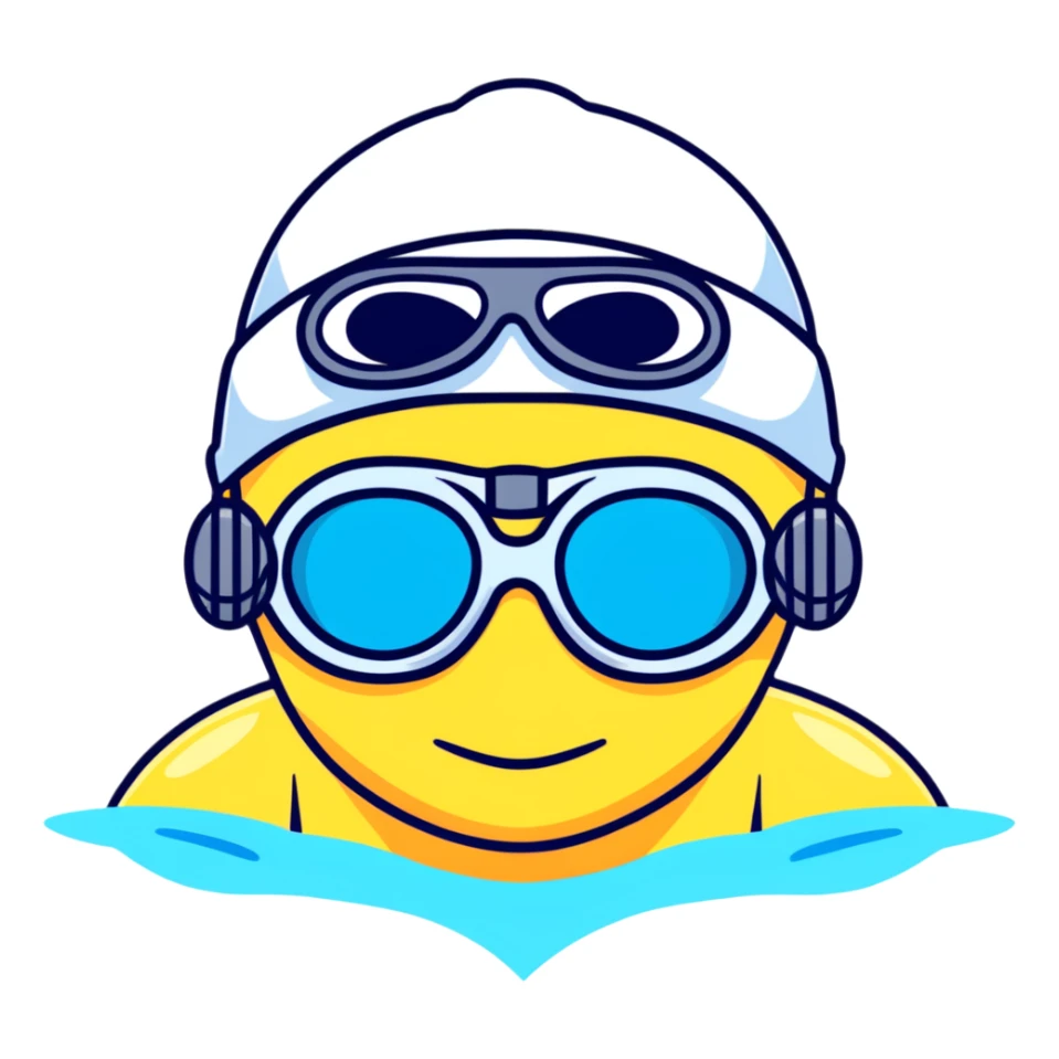 swimmer with goggles and swim cap sticker