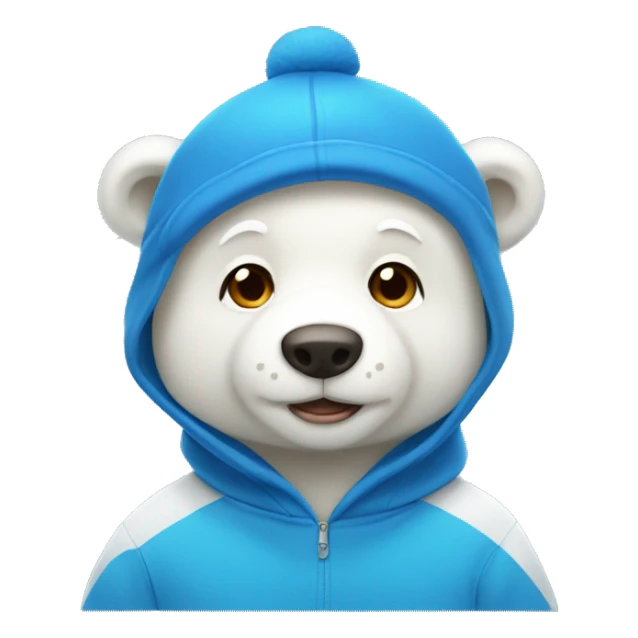 White bear in a blue cap and blue sweatshirt sticker