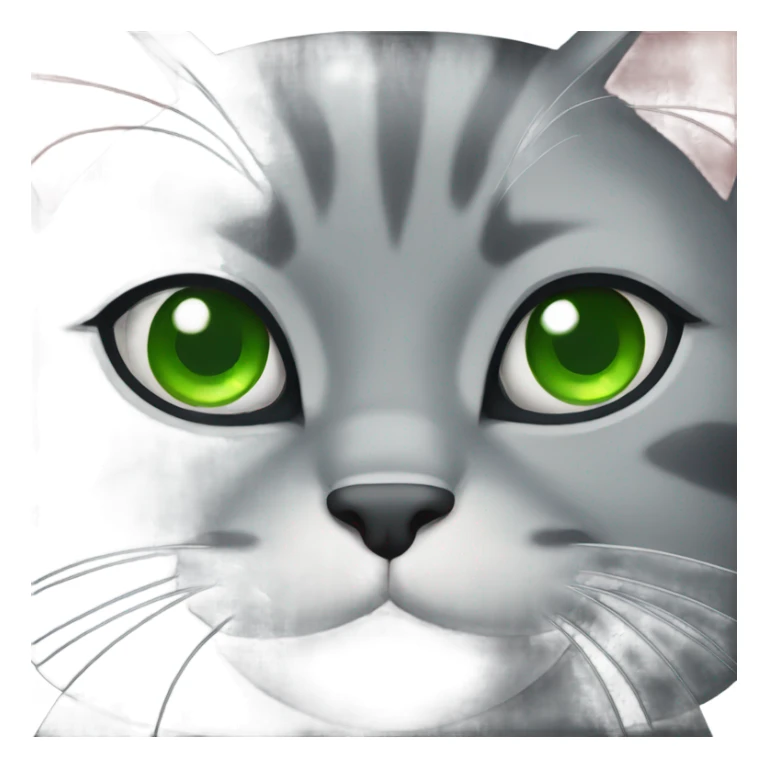 ugly grey cat with green eyes  sticker