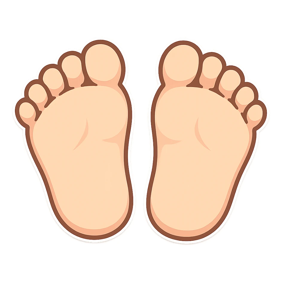 two feet soles, cartoon emoji style, inspired by reference image sticker