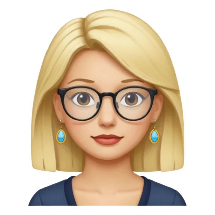 blonde earring wearing glasses woman head sticker
