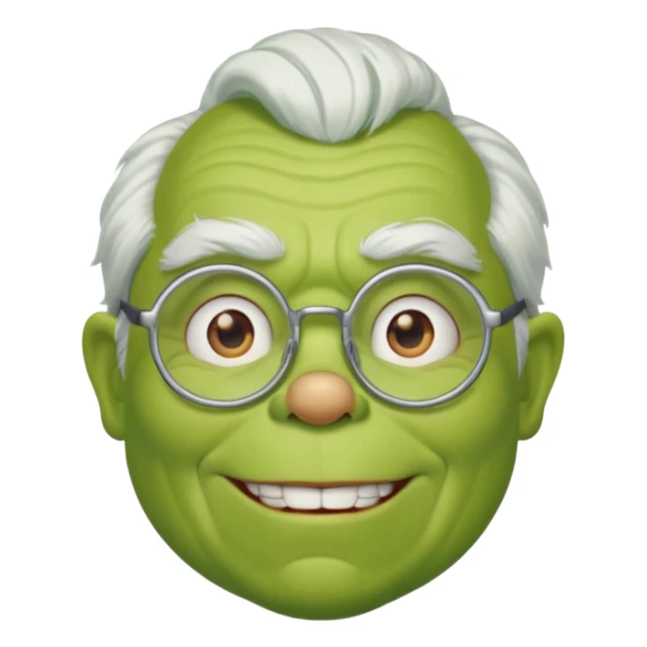 Grinch grand father with white ghair and with glasses sticker