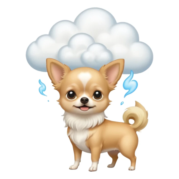 Blonde long hair chihuahua with fart cloud sticker