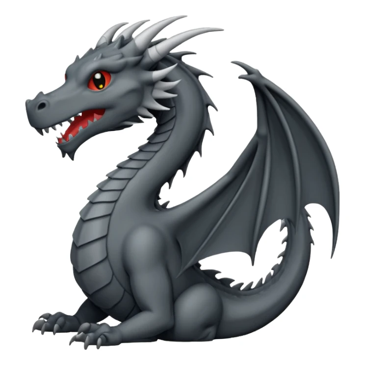iOS emoji, minimal dragon symbol, dark fantasy, line icon sticker