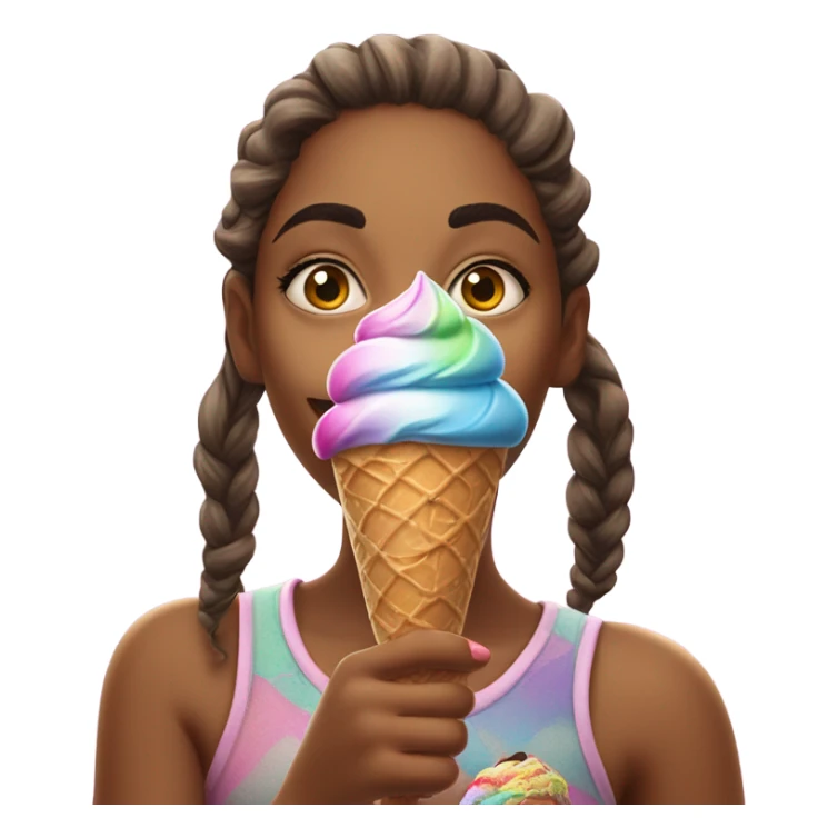 realistic portrait of girl ice cream  sticker