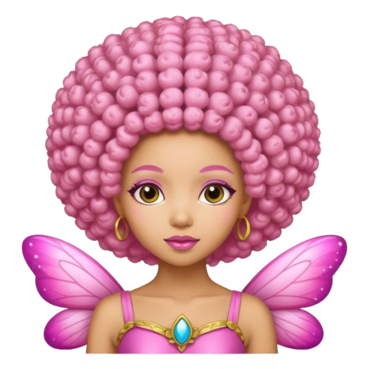 pink afrocentric light skin fairy with afro hair sticker