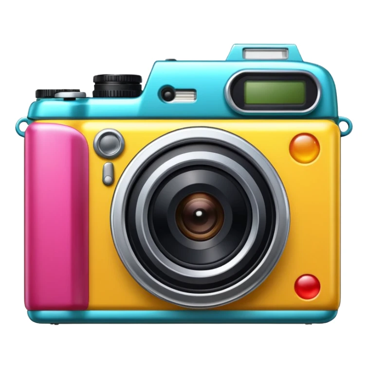 Transform this into a stylized 3D emoji-style icon of a retro [Fujifilm FinePix F30] sticker