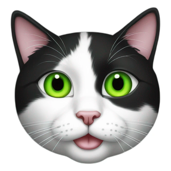 black and white cat green yeyes sticker