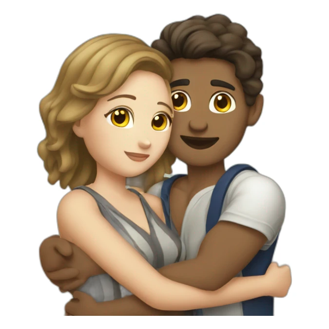 at the beach young metis Man and white woman hug love sticker