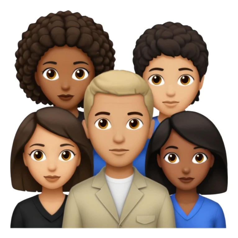  middle Eastern man with short brown hairwith two black african women both are African one is light skin black and one is medium tone black with african hair styles sticker