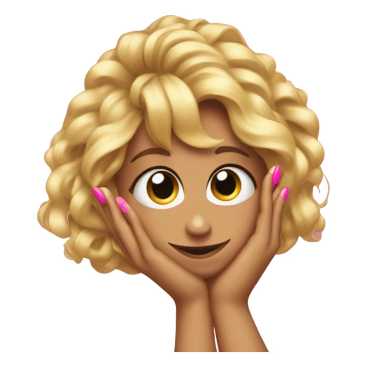 Tugging hair behind the ear with painted nails  sticker