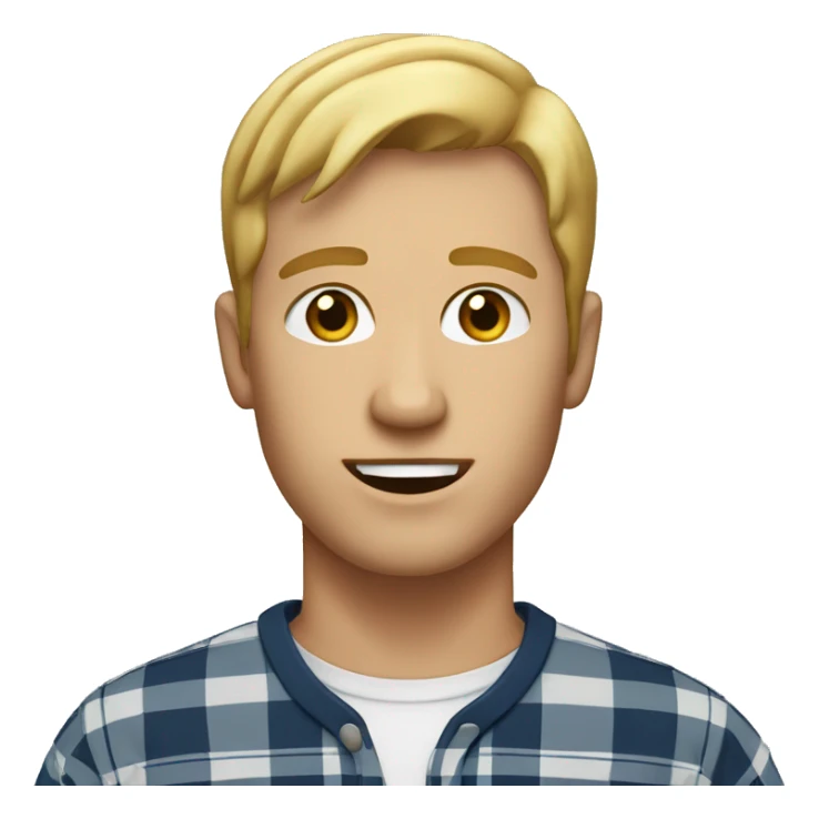 Dark blond man with hazel eyes and short hair in a plaid tshirt  sticker