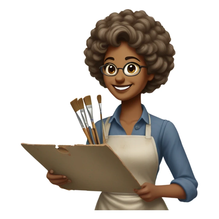 woman painter like bob ross sticker