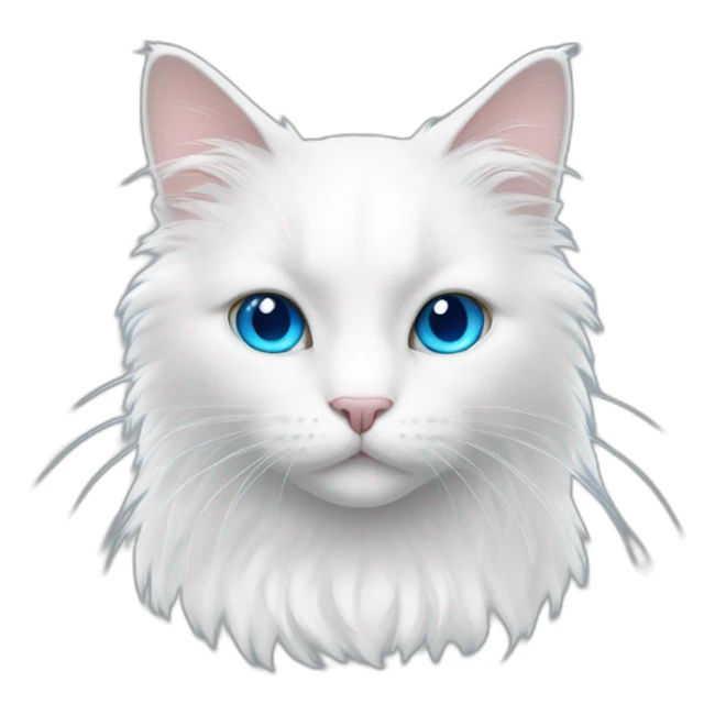 White cat with long fluff and blue eyes sticker