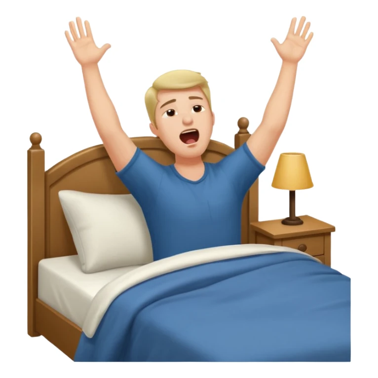 Man stretching and yawning in bed sticker