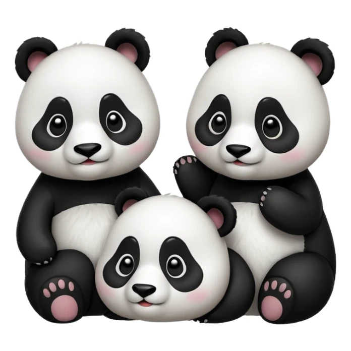 I want 3 panda emojis. One facing right, next one right going up, next one right going down sticker