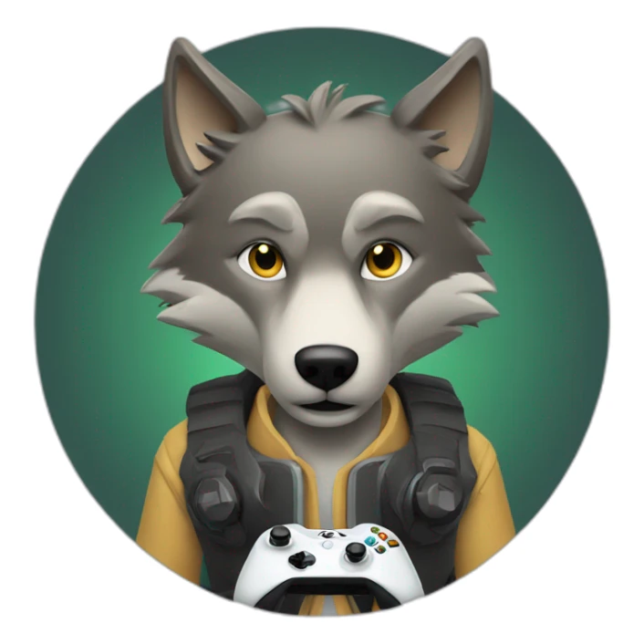 wolf playing video games on Xbox Series X sticker