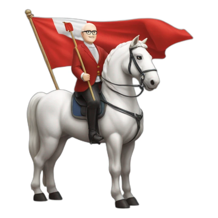 Frans Timmermans Holding a red flag with a white horse on it sticker