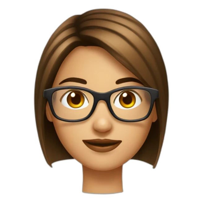 Fille a lunettes cheveux lisses brun mi-court sticker