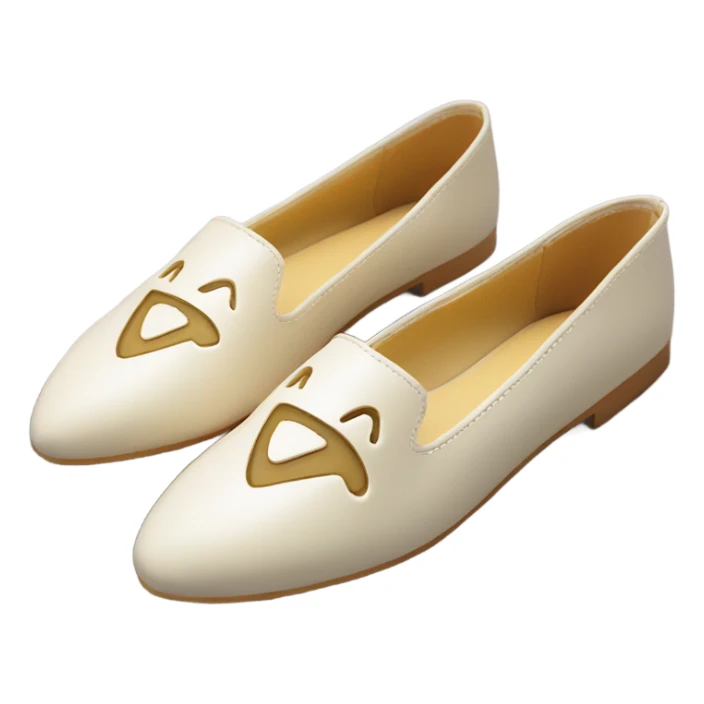 Cream color slide flats shoes gold  sticker
