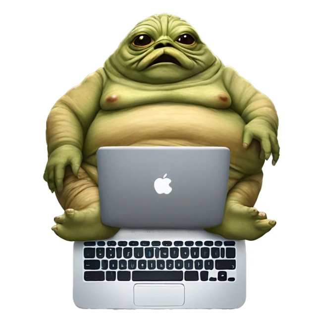 Jabba the Hutt from Star Wars with a laptop sticker