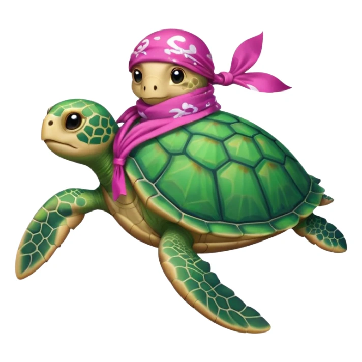 sea turtle wearing a pink pirate scarf sticker