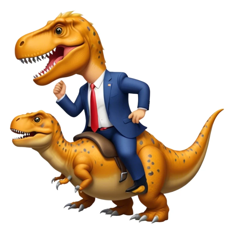 Donald Trump riding wild T-rex sticker